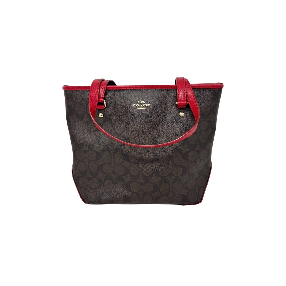 Coach Signature Zip Top Tote and Wristlet Wallet Set Brown Monogram C - Picture 2 of 16